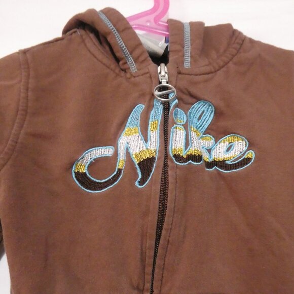 NIKE | size 6 | Brown Zip-Up Hoodie | Embroidered NIKE Logo - Picture 6 of 15